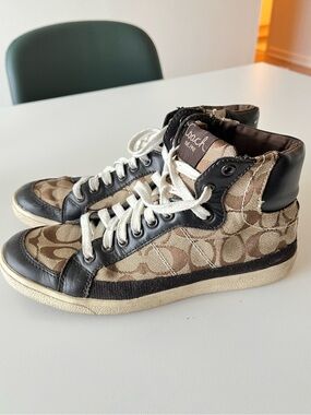 Coach High-Top Sneakers in Khaki and Black